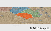 Political Panoramic Map of Luanshya, semi-desaturated