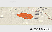 Political Panoramic Map of Luanshya, shaded relief outside