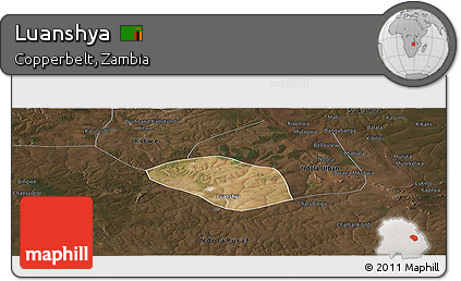 Satellite Panoramic Map of Luanshya, darken