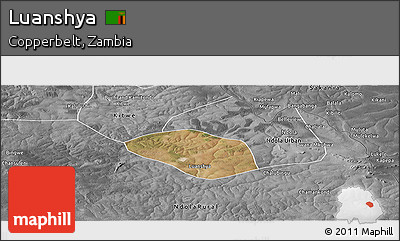 Satellite Panoramic Map of Luanshya, desaturated