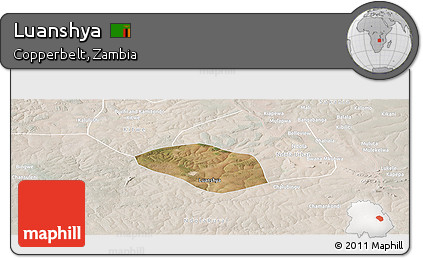 Satellite Panoramic Map of Luanshya, lighten