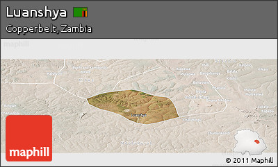 Satellite Panoramic Map of Luanshya, lighten