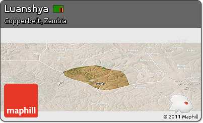 Satellite Panoramic Map of Luanshya, lighten
