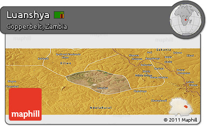 Satellite Panoramic Map of Luanshya, physical outside