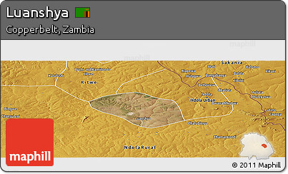 Satellite Panoramic Map of Luanshya, physical outside