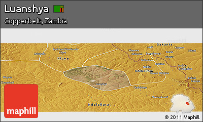 Satellite Panoramic Map of Luanshya, physical outside