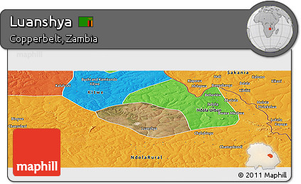 Satellite Panoramic Map of Luanshya, political outside