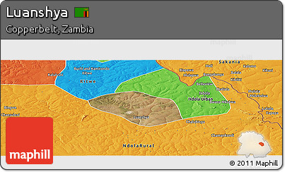 Satellite Panoramic Map of Luanshya, political outside
