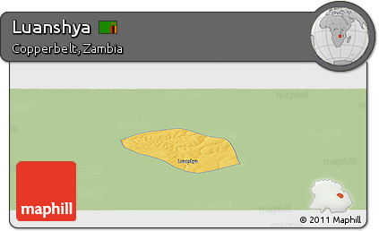 Savanna Style Panoramic Map of Luanshya, single color outside