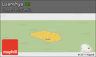 Savanna Style Panoramic Map of Luanshya, single color outside