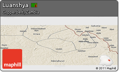 Shaded Relief Panoramic Map of Luanshya