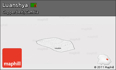 Silver Style Panoramic Map of Luanshya, single color outside