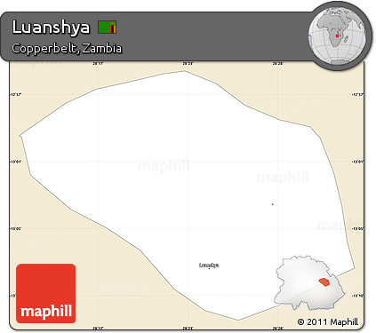 Classic Style Simple Map of Luanshya, single color outside
