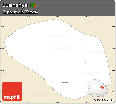 Classic Style Simple Map of Luanshya, single color outside
