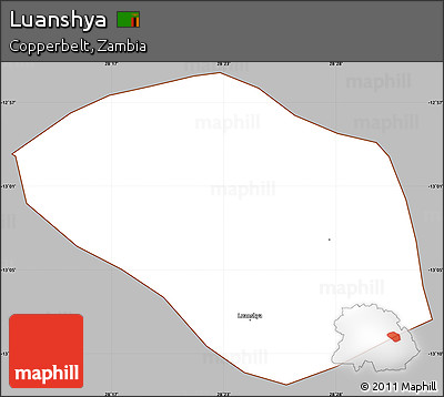 Gray Simple Map of Luanshya, cropped outside