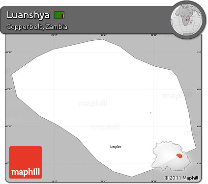 Gray Simple Map of Luanshya, single color outside