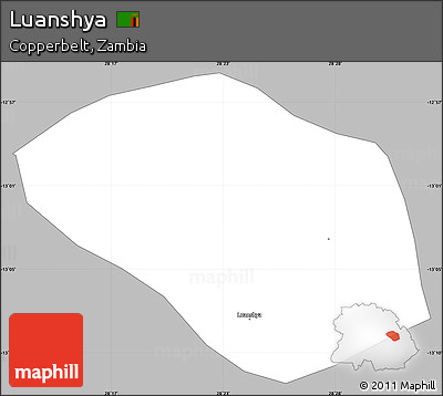 Gray Simple Map of Luanshya, single color outside