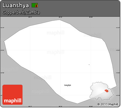 Gray Simple Map of Luanshya, single color outside