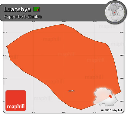Political Simple Map of Luanshya, cropped outside