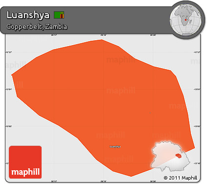 Political Simple Map of Luanshya, single color outside