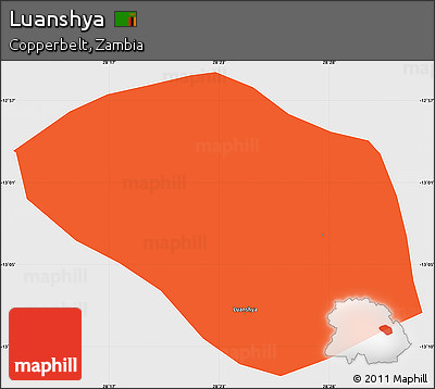 Political Simple Map of Luanshya, single color outside