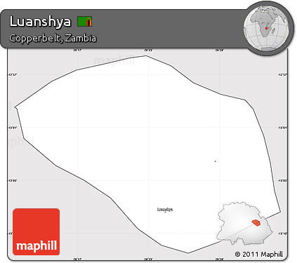 Silver Style Simple Map of Luanshya, cropped outside