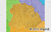 Physical Map of Copperbelt, political shades outside
