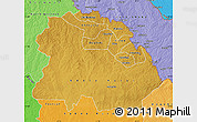 Physical Map of Copperbelt, political shades outside