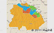 Political Map of Copperbelt, shaded relief outside