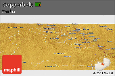 Physical Panoramic Map of Copperbelt