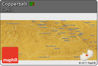 Physical Panoramic Map of Copperbelt