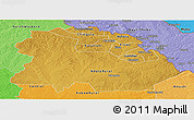 Physical Panoramic Map of Copperbelt, political shades outside