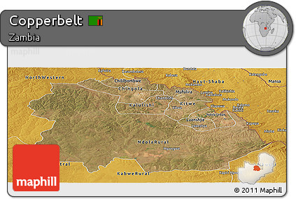 Satellite Panoramic Map of Copperbelt, physical outside