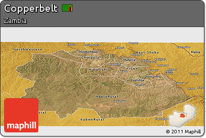 Satellite Panoramic Map of Copperbelt, physical outside