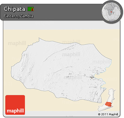 Classic Style 3D Map of Chipata, single color outside