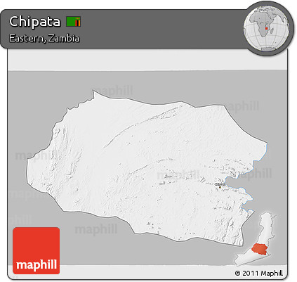 Gray 3D Map of Chipata, single color outside