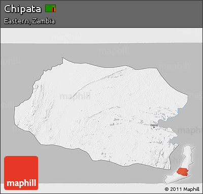 Gray 3D Map of Chipata, single color outside