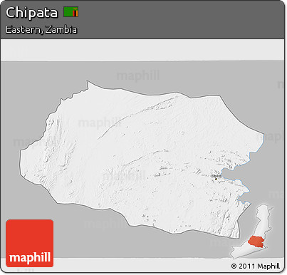Gray 3D Map of Chipata, single color outside