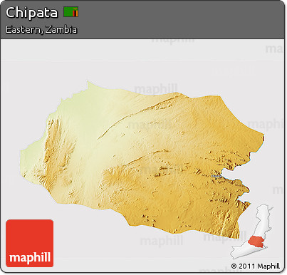 Physical 3D Map of Chipata, cropped outside
