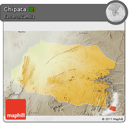 Physical 3D Map of Chipata, semi-desaturated