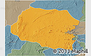 Political 3D Map of Chipata, semi-desaturated