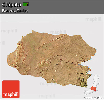 Satellite 3D Map of Chipata, cropped outside