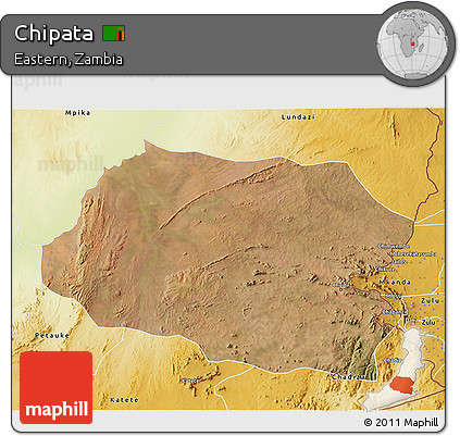 Satellite 3D Map of Chipata, physical outside
