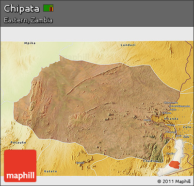 Satellite 3D Map of Chipata, physical outside