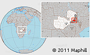 Gray Location Map of Chipata, highlighted country, highlighted parent region, within the entire country