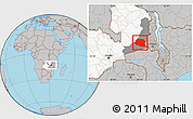 Gray Location Map of Chipata, highlighted country, highlighted parent region