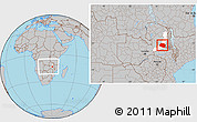 Gray Location Map of Chipata, highlighted parent region, within the entire country
