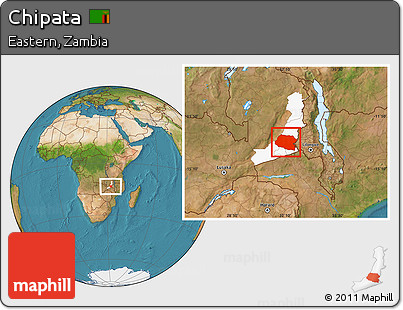 Satellite Location Map of Chipata, highlighted parent region