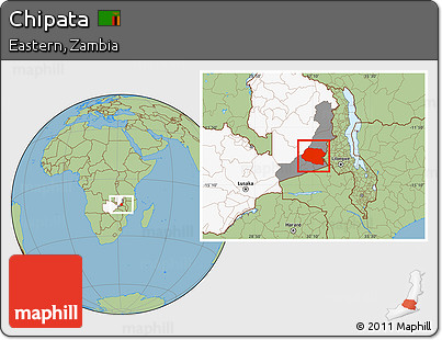 Savanna Style Location Map of Chipata, highlighted country, highlighted parent region