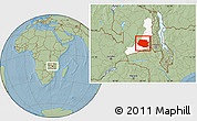 Savanna Style Location Map of Chipata, highlighted parent region, hill shading